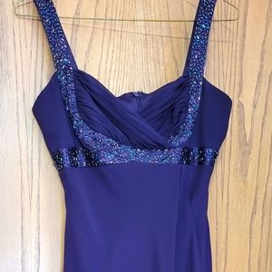 Deep Eggplant colored dress with tulip hem